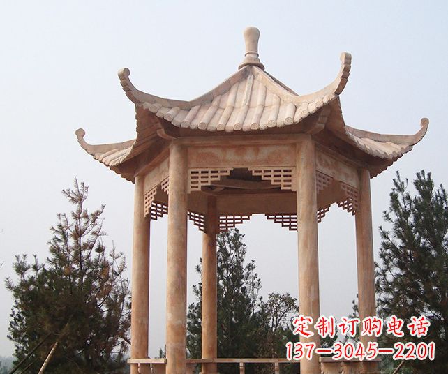 赣州园林景观单层石雕凉亭 (3)