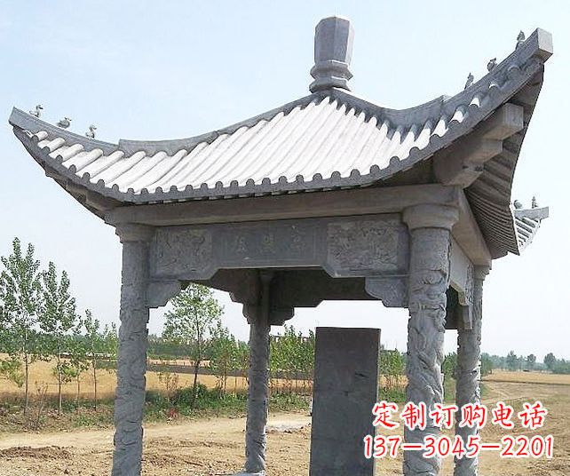 赣州园林景观单层石雕凉亭 (4)