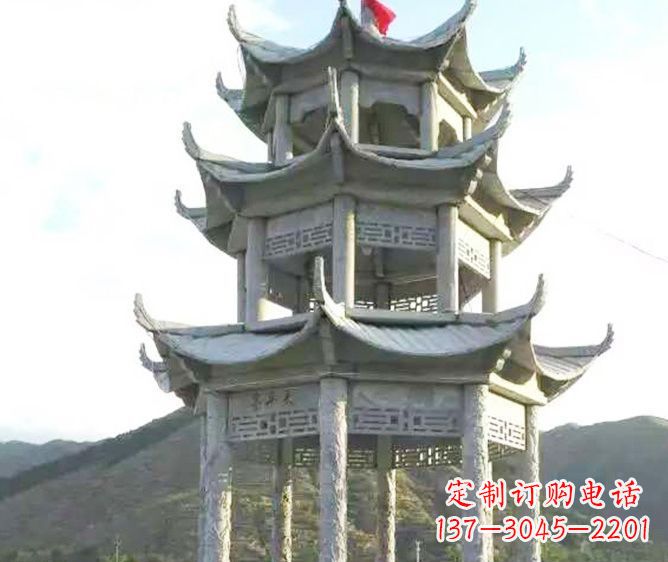 赣州园林景观多层凉亭石雕 (3)