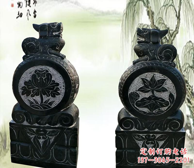 赣州园林貔貅门墩石雕