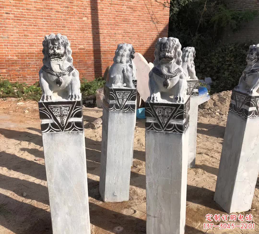 赣州园林石雕狮子拴马桩