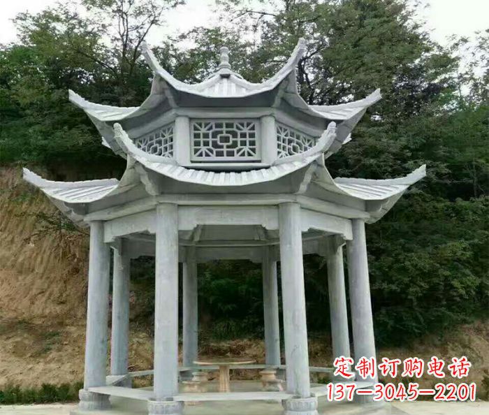 赣州园林双层凉亭石雕 (2)