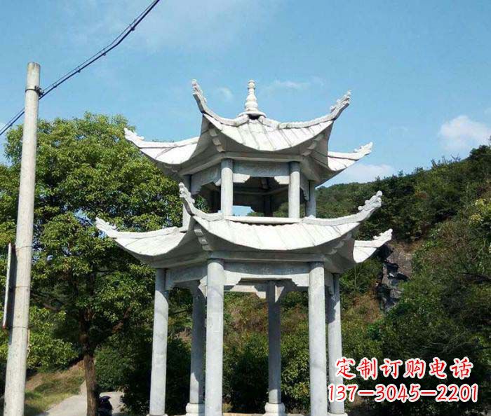 赣州园林双层凉亭石雕