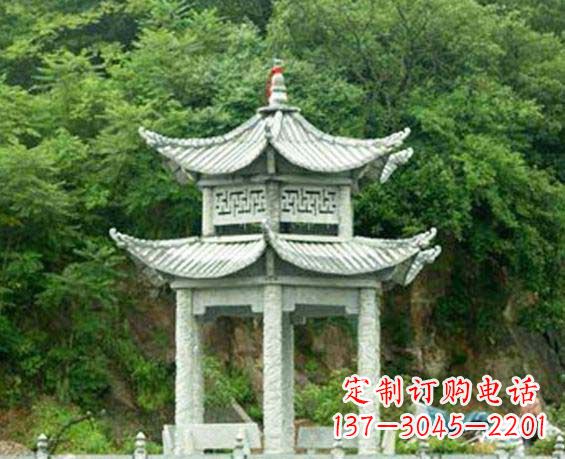 赣州园林双层六角石凉亭景观石雕