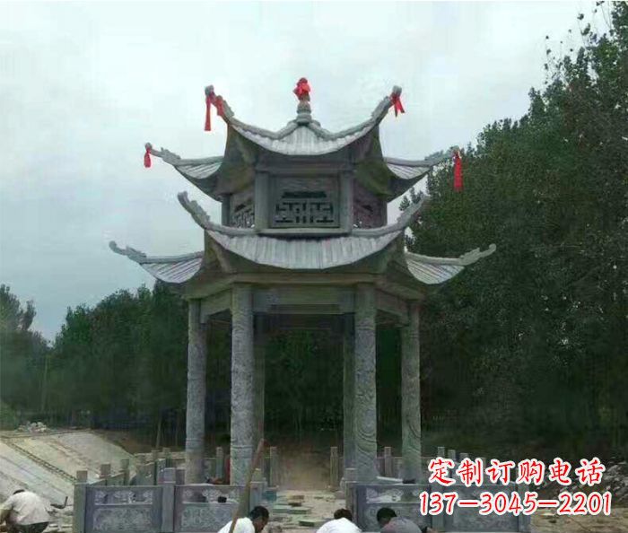 赣州园林双层凉亭石雕 (3)