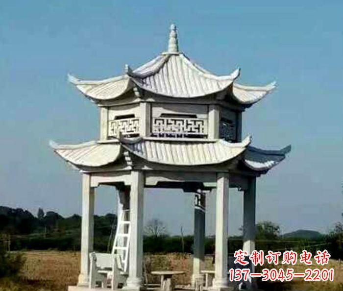 赣州园林双层石雕凉亭 (2)