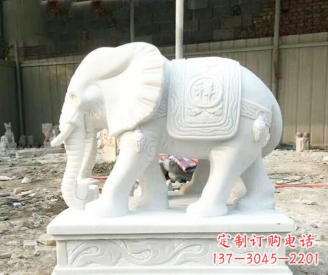 赣州招财动物汉白玉大象石雕 (3)