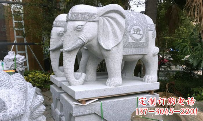 赣州招财进宝大理石门口大象雕塑