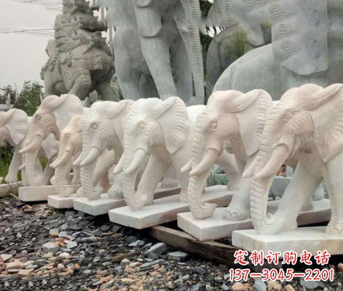赣州招财晚霞红大象石雕 (3)