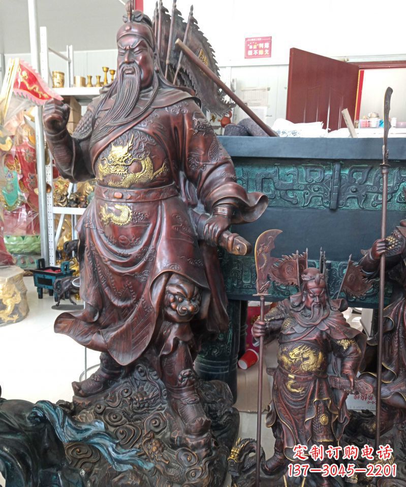 赣州宗教庙宇关公武财神铜雕